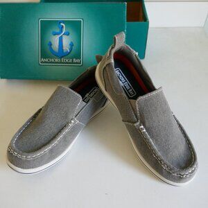 NWT Anchors Edge Bay steel gray casual canvas slip-ons boat shoes boys size 3.5